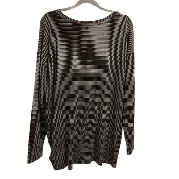 Women's Large T-Shirt Long Sleeve Express Shirred Side Black & White NWT - Picture 2 of 2